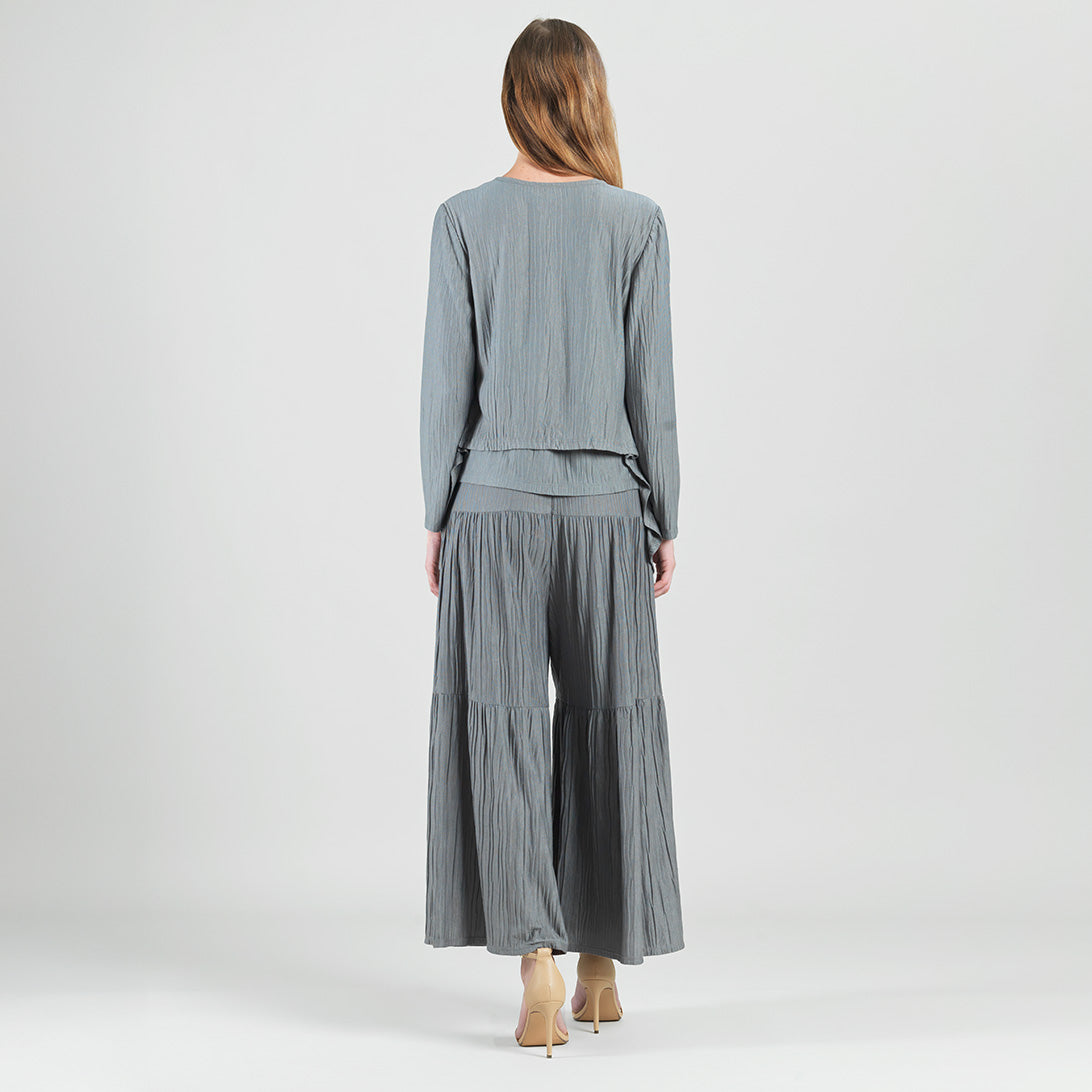 Soft Pleat Knit - 2pc Cardigan & Cowl Tank Twinset - Olive - Final Sale | Clara Sunwoo New