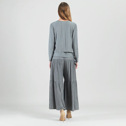 Soft Pleat Knit - 2pc Cardigan & Cowl Tank Twinset - Olive - Final Sale | Clara Sunwoo New