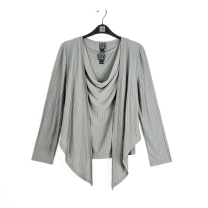 Soft Pleat Knit - 2pc Cardigan & Cowl Tank Twinset - Olive - Final Sale | Clara Sunwoo New