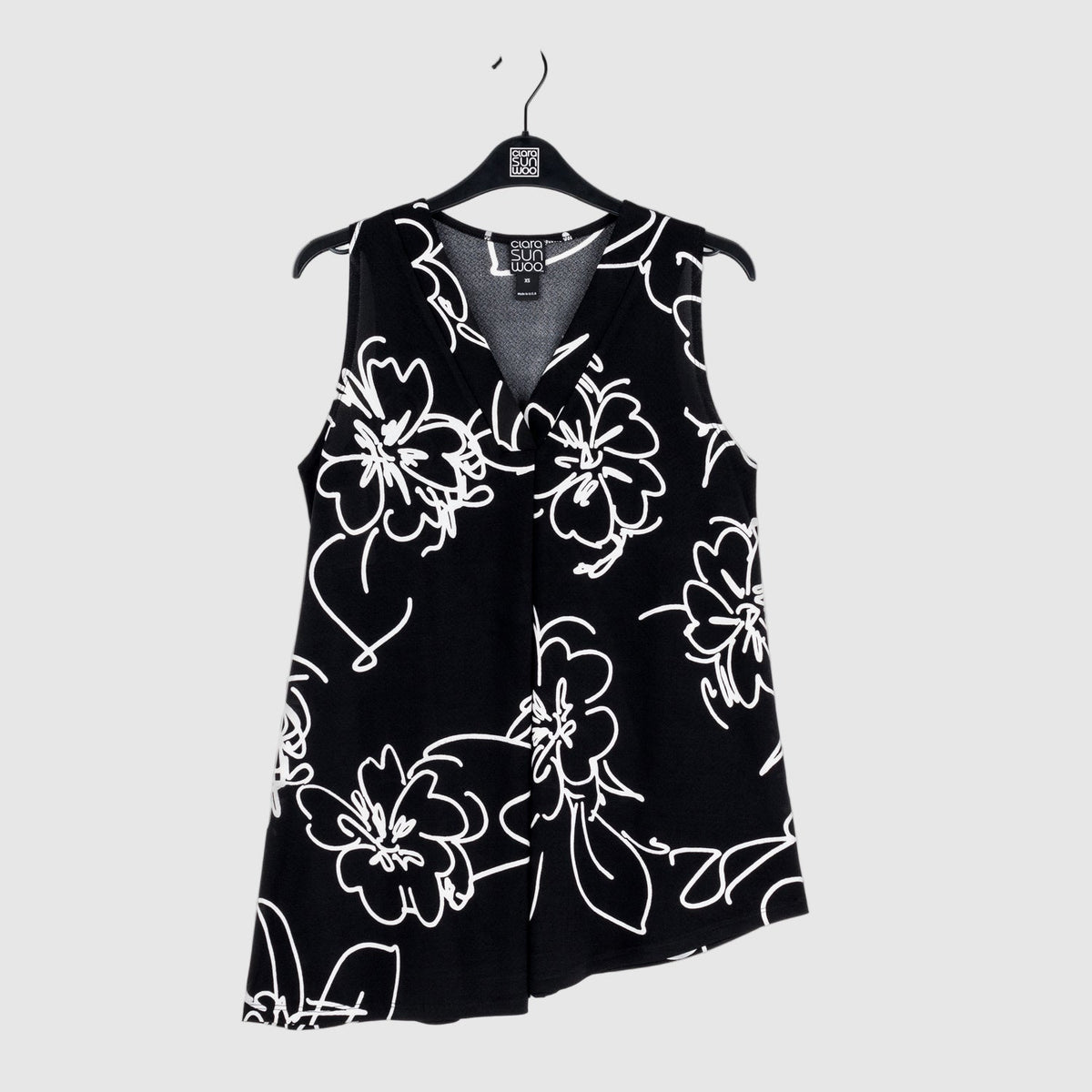 Crepe Knit - Asymmetrical Tunic Tank - Blossom Sketch - Final Sale | Clara Sunwoo Featured