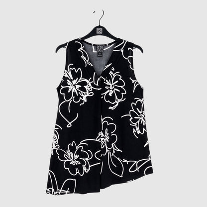 Crepe Knit - Asymmetrical Tunic Tank - Blossom Sketch - Final Sale | Clara Sunwoo Featured