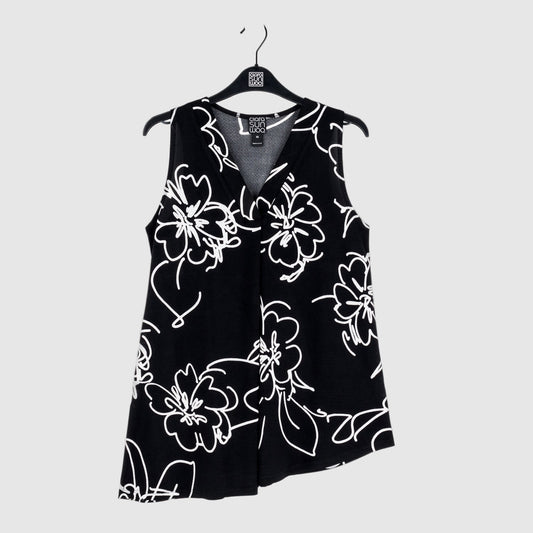 Crepe Knit - Asymmetrical Tunic Tank - Blossom Sketch - Final Sale | Clara Sunwoo Featured