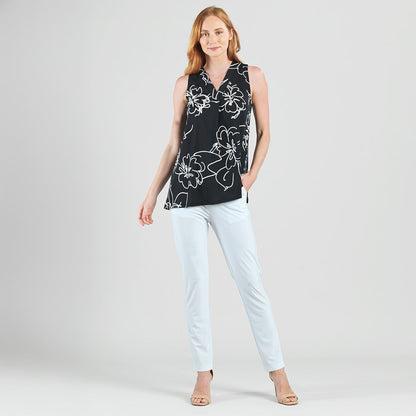 Crepe Knit - Asymmetrical Tunic Tank - Blossom Sketch - Final Sale | Clara Sunwoo Featured