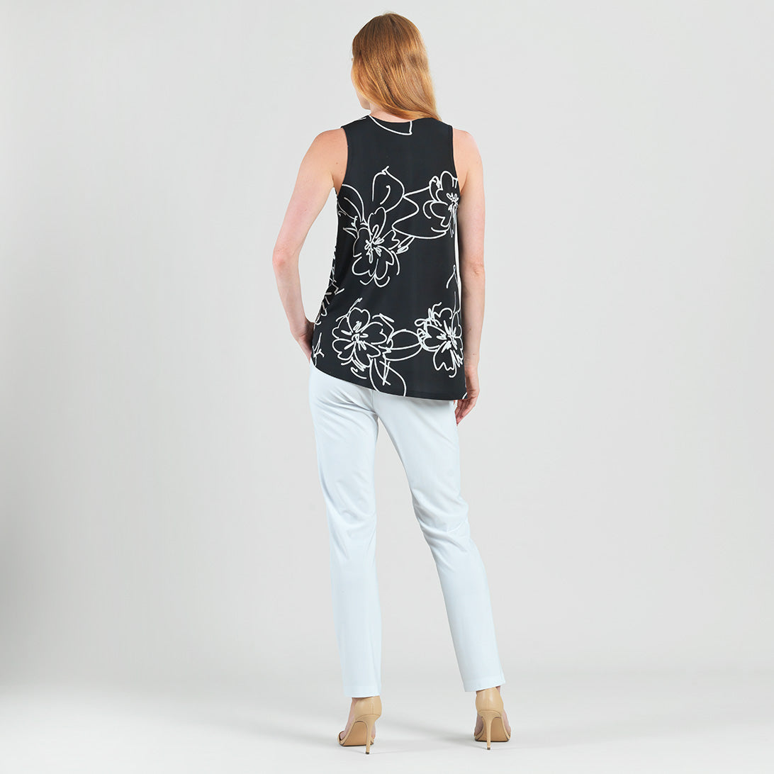 Crepe Knit - Asymmetrical Tunic Tank - Blossom Sketch - Final Sale | Clara Sunwoo Featured