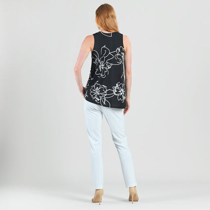 Crepe Knit - Asymmetrical Tunic Tank - Blossom Sketch - Final Sale | Clara Sunwoo Featured