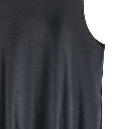 Liquid Leather™ Sheen Two-Tone Jewel Neck Tank - Black | Clara Sunwoo Everyday