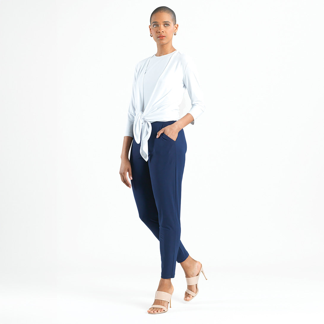 Modern Tie Front Cardigan - White | Clara Sunwoo Essential