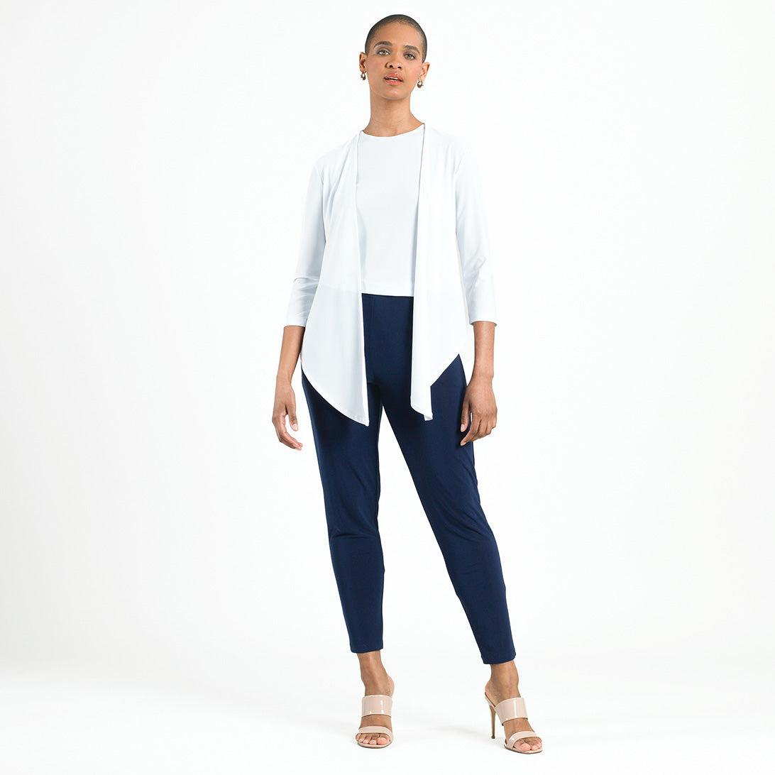 Modern Tie Front Cardigan - White | Clara Sunwoo Essential