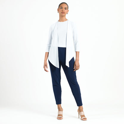 Modern Tie Front Cardigan - White | Clara Sunwoo Essential