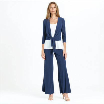Modern Tie Front Cardigan - Navy | Clara Sunwoo Quality