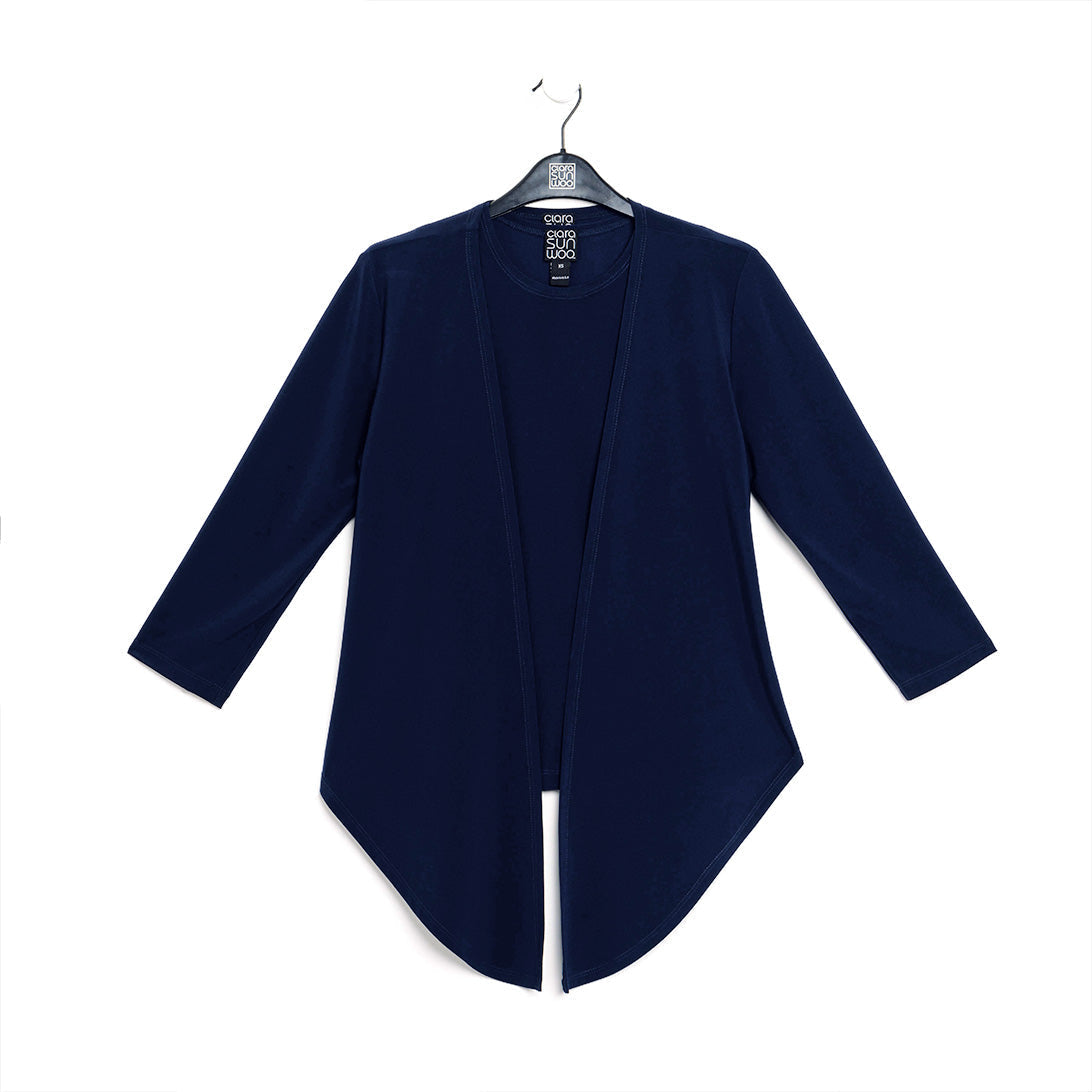 Modern Tie Front Cardigan - Navy | Clara Sunwoo Quality
