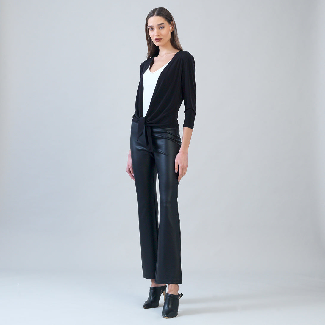 Modern Tie Front Cardigan - Black | Clara Sunwoo Discount