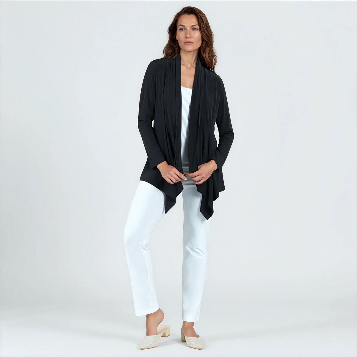 Drape Tunic Cardigan - Black | Clara Sunwoo Great Value