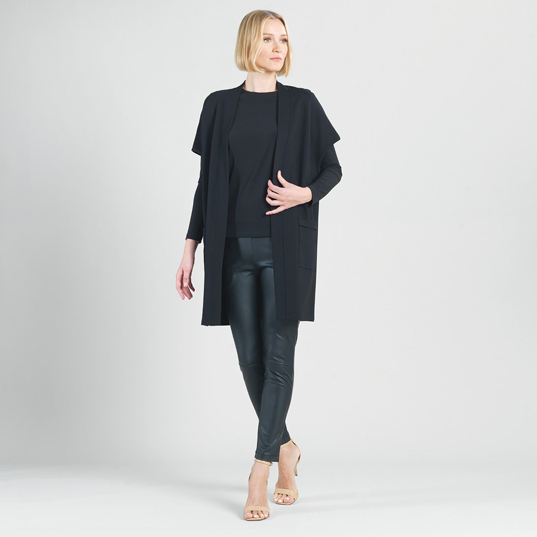 Ponte Knit - Cap Sleeve Pocket Vest - Black - Final Sale | Clara Sunwoo Discount