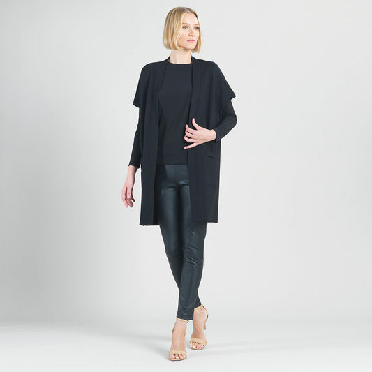 Ponte Knit - Cap Sleeve Pocket Vest - Black - Final Sale | Clara Sunwoo Discount