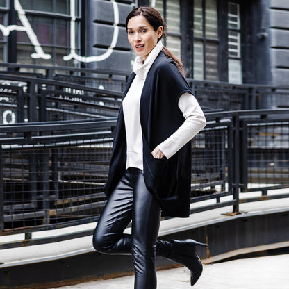 Ponte Knit - Cap Sleeve Pocket Vest - Black - Final Sale | Clara Sunwoo Discount