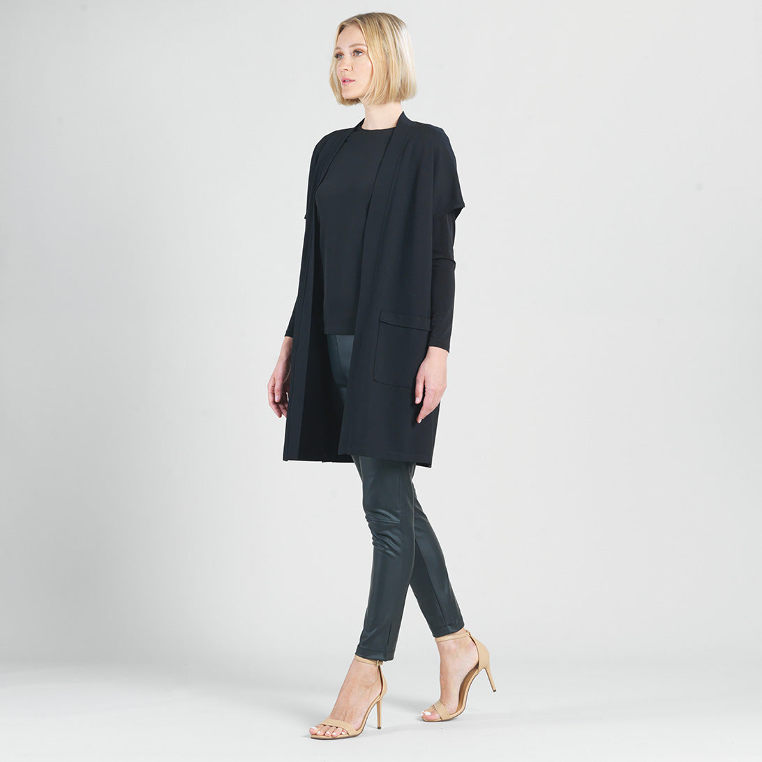 Ponte Knit - Cap Sleeve Pocket Vest - Black - Final Sale | Clara Sunwoo Discount