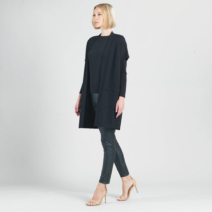 Ponte Knit - Cap Sleeve Pocket Vest - Black - Final Sale | Clara Sunwoo Discount