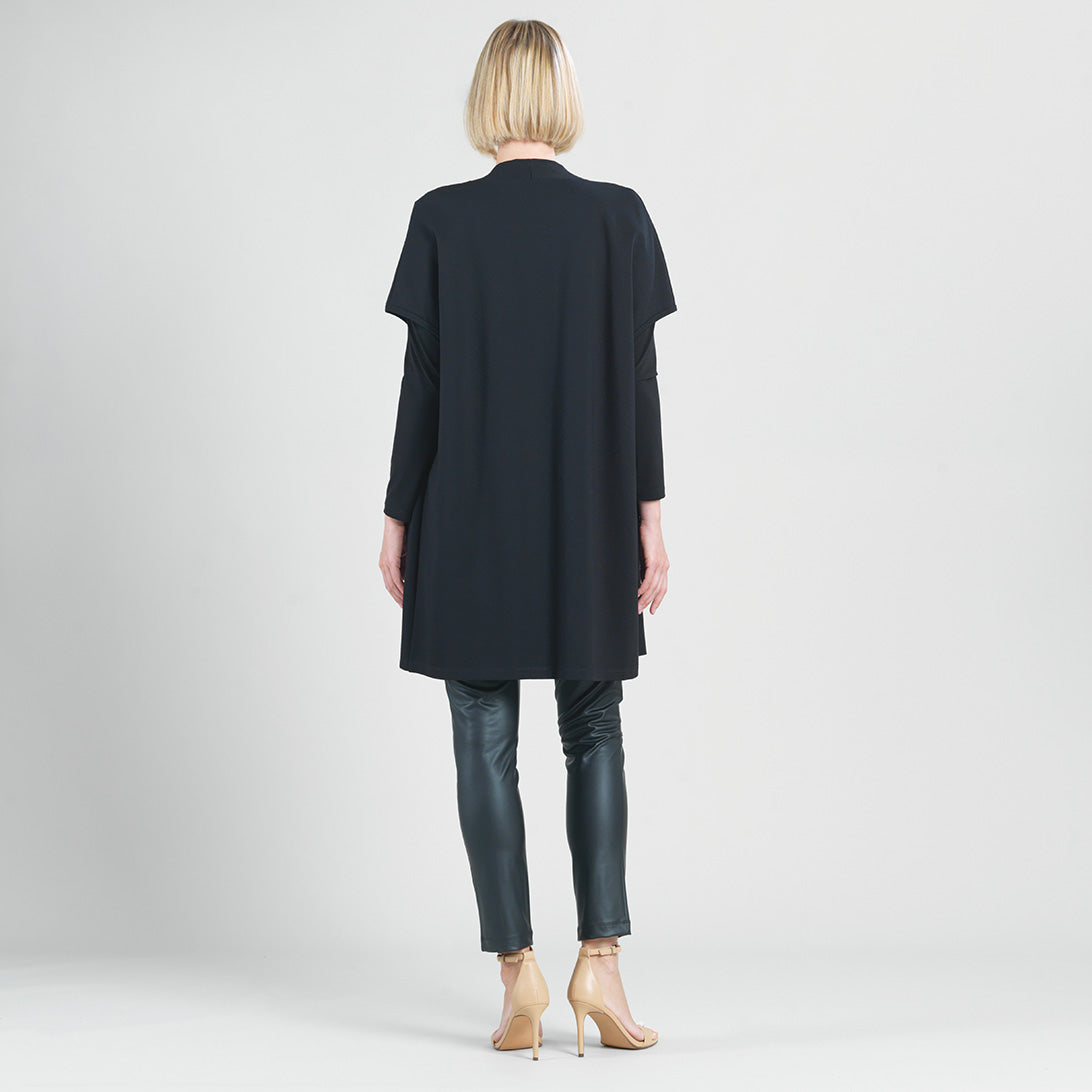 Ponte Knit - Cap Sleeve Pocket Vest - Black - Final Sale | Clara Sunwoo Discount