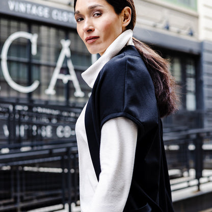 Ponte Knit - Cap Sleeve Pocket Vest - Black - Final Sale | Clara Sunwoo Discount