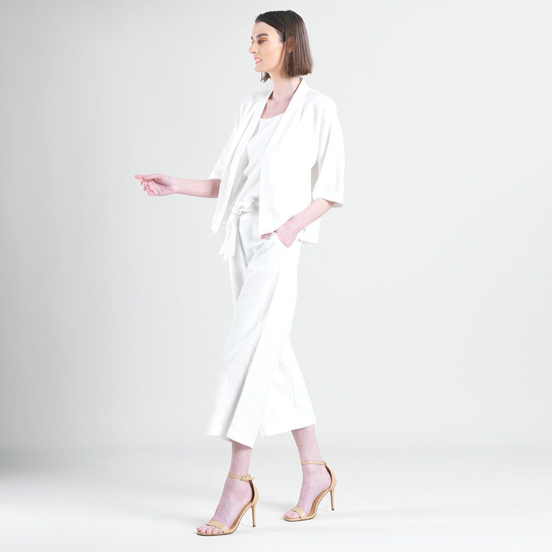 Linen Knit - Hi-Low Pocket Cardigan Jacket - Ivory - Final Sale! | Clara Sunwoo Latest