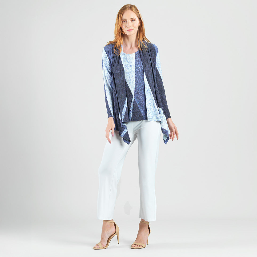 Silky Pleat - 2pc Draped Cardigan & Tank Twinset - Lunar Stripe - Final Sale | Clara Sunwoo Essential