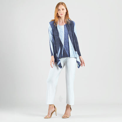 Silky Pleat - 2pc Draped Cardigan & Tank Twinset - Lunar Stripe - Final Sale | Clara Sunwoo Essential