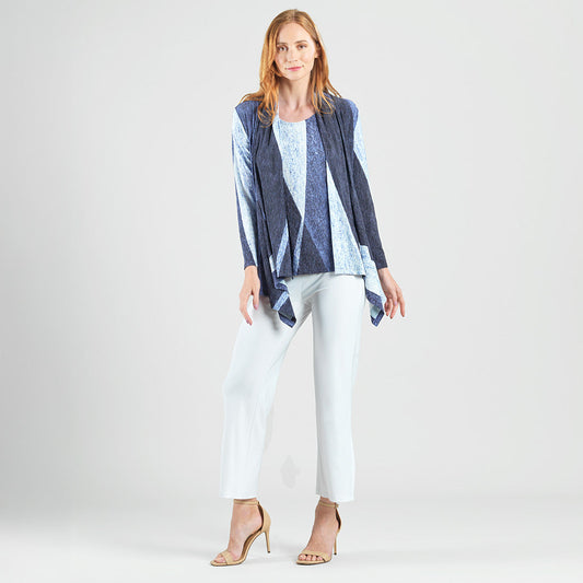 Silky Pleat - 2pc Draped Cardigan & Tank Twinset - Lunar Stripe - Final Sale | Clara Sunwoo Essential