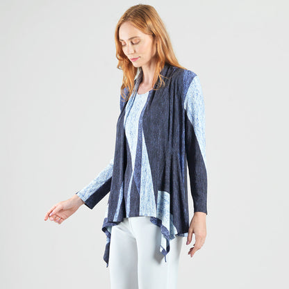 Silky Pleat - 2pc Draped Cardigan & Tank Twinset - Lunar Stripe - Final Sale | Clara Sunwoo Essential