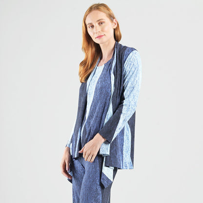 Silky Pleat - 2pc Draped Cardigan & Tank Twinset - Lunar Stripe - Final Sale | Clara Sunwoo Essential