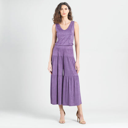 Crushed Silk Knit - Cardigan, Tank, Skirt-Pant 3pc Set - Plum - Final Sale! | Clara Sunwoo Value
