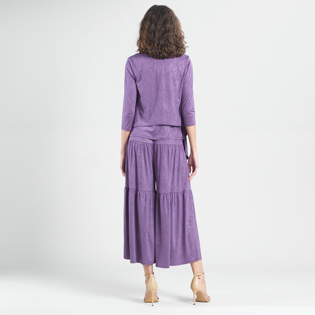Crushed Silk Knit - Cardigan, Tank, Skirt-Pant 3pc Set - Plum - Final Sale! | Clara Sunwoo Value