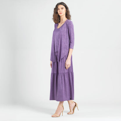 Crushed Silk Knit - Cardigan, Tank, Skirt-Pant 3pc Set - Plum - Final Sale! | Clara Sunwoo Value