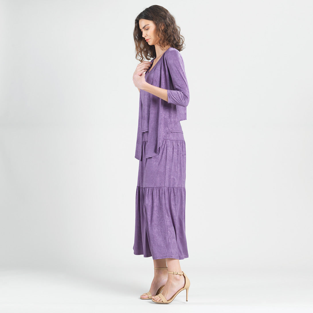 Crushed Silk Knit - Cardigan, Tank, Skirt-Pant 3pc Set - Plum - Final Sale! | Clara Sunwoo Value