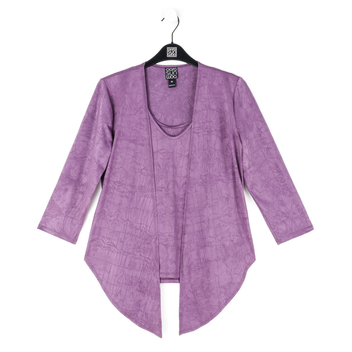 Crushed Silk Knit - Cardigan, Tank, Skirt-Pant 3pc Set - Plum - Final Sale! | Clara Sunwoo Value