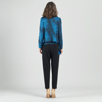 Crinkle Pleat Knit - 2pc Cardigan & Cowl Tank Twinset - Water Ripple-Cobalt - Final Sale! | Clara Sunwoo Premium
