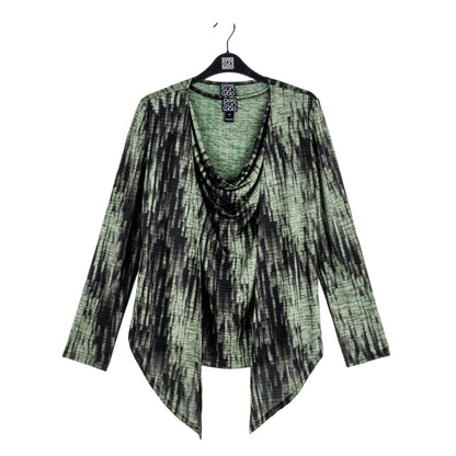 Crinkle Pleat Knit - 2pc Cardigan & Cowl Tank Twinset - Water Ripple-Olive - Final Sale! | Clara Sunwoo Essential