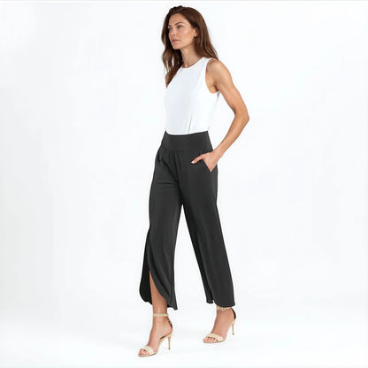 Front Slit Ankle Petal Pant - Black | Clara Sunwoo Value