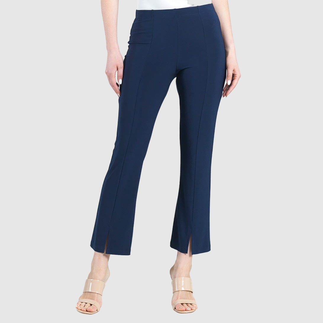 Center Seam Front Slit Ankle Pant - Navy | Clara Sunwoo Quality