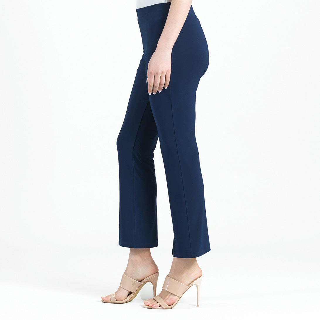 Center Seam Front Slit Ankle Pant - Navy | Clara Sunwoo Quality
