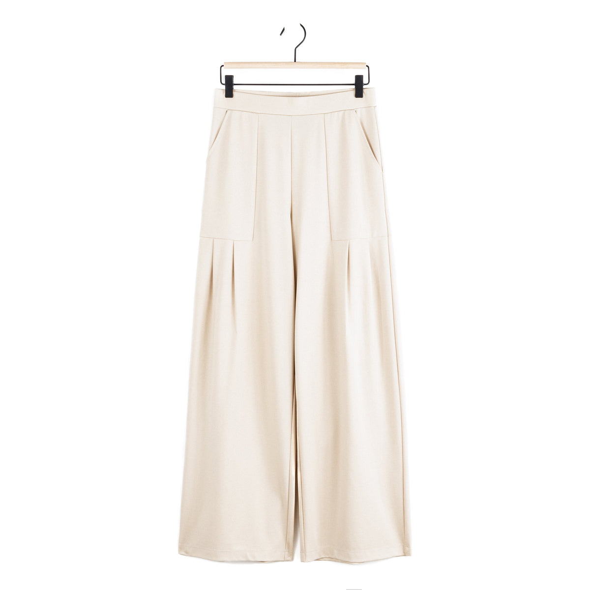 Rayon-Ponte Knit - Pleated Wide Leg Pocket Pant - Khaki | Clara Sunwoo Top Pick