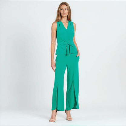 Front Slit Ankle Petal Pant - Emerald - Final Sale | Clara Sunwoo Customer Favorite
