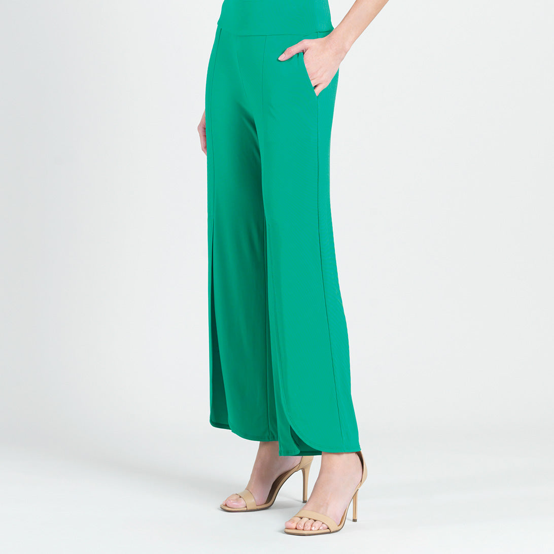 Front Slit Ankle Petal Pant - Emerald - Final Sale | Clara Sunwoo Customer Favorite