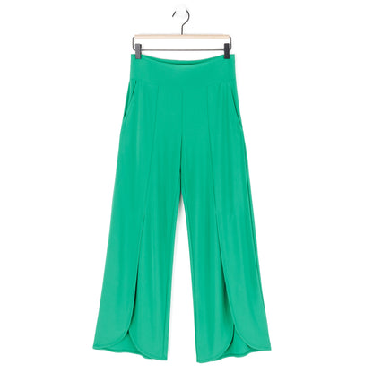 Front Slit Ankle Petal Pant - Emerald - Final Sale | Clara Sunwoo Customer Favorite