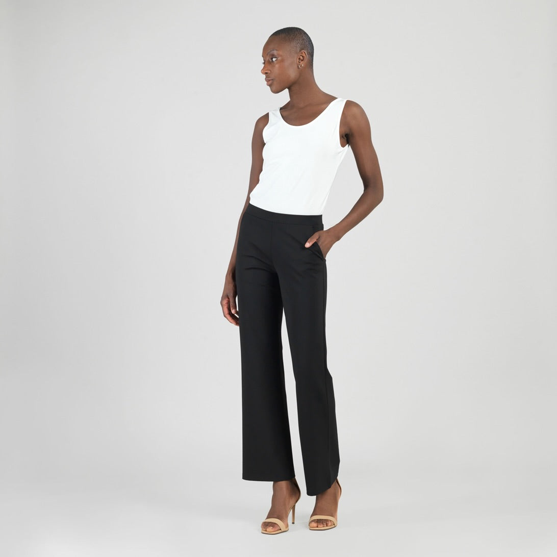 Rayon-Ponte Knit - Loose Leg Pocket Pant - Black | Clara Sunwoo Value