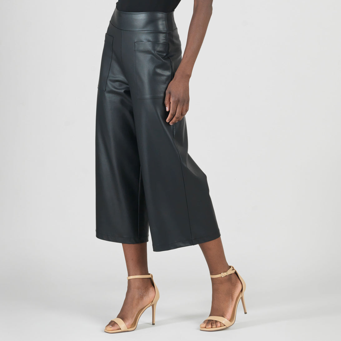 Liquid Leather™ - Sheen Pocket Gaucho Pant - Black | Clara Sunwoo Discount