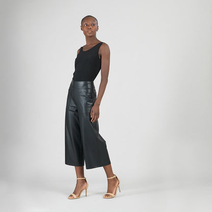 Liquid Leather™ - Sheen Pocket Gaucho Pant - Black | Clara Sunwoo Discount