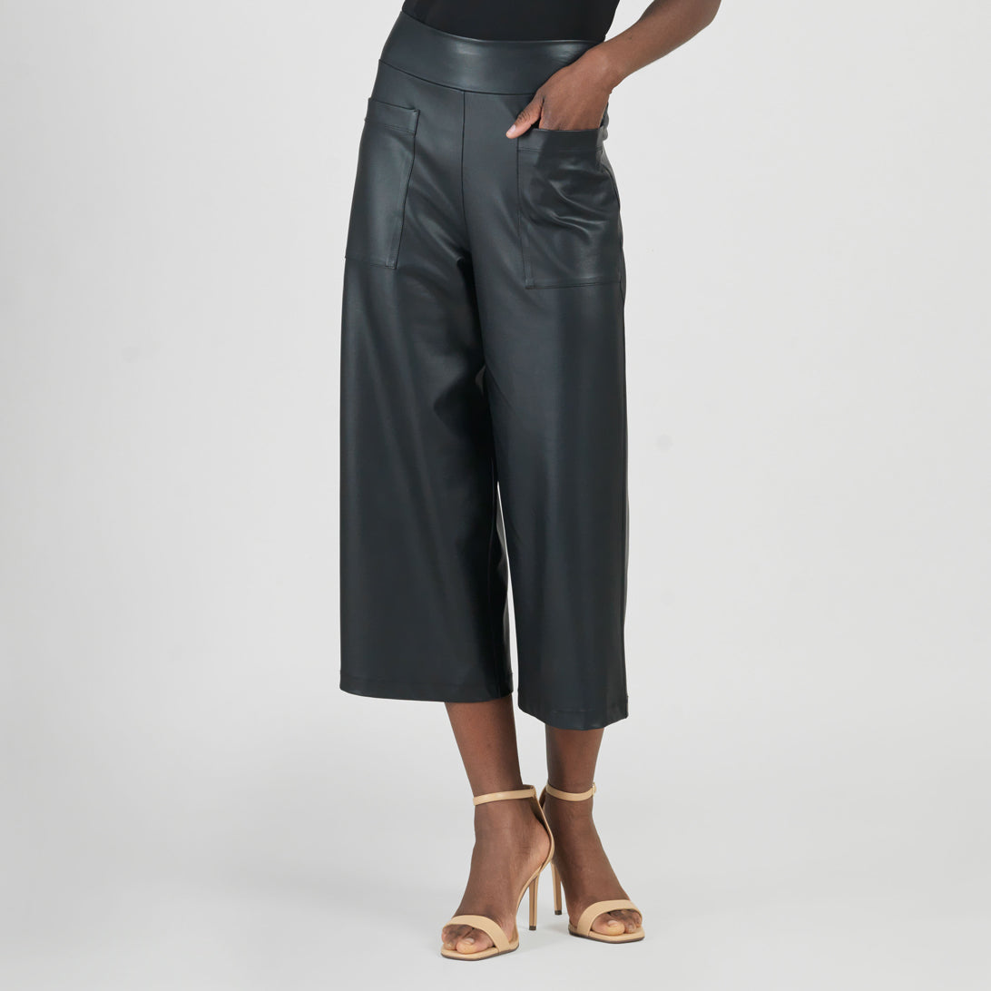 Liquid Leather™ - Sheen Pocket Gaucho Pant - Black | Clara Sunwoo Discount