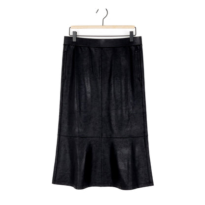 Liquid Leather™ Flounce Midi Skirt - Black | Clara Sunwoo Quality