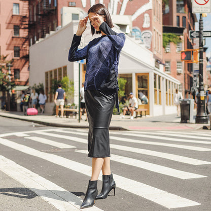 Liquid Leather™ Flounce Midi Skirt - Black | Clara Sunwoo Quality